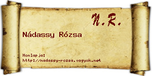 Nádassy Rózsa névjegykártya